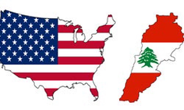 پرچم آمریکا و پرچم لبنان