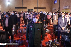 سردار سرتیپ پاسدار «حسن شاهوارپور» فرمانده سپاه حضرت ولی عصر (عج) خوزستان در مراسم بهره برداری از فاز دوم پروژه آبرسانی به غیزانیه 
