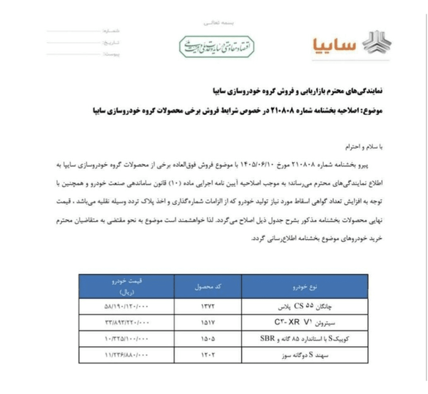 سایپا هم محصولاتش را گران کرد