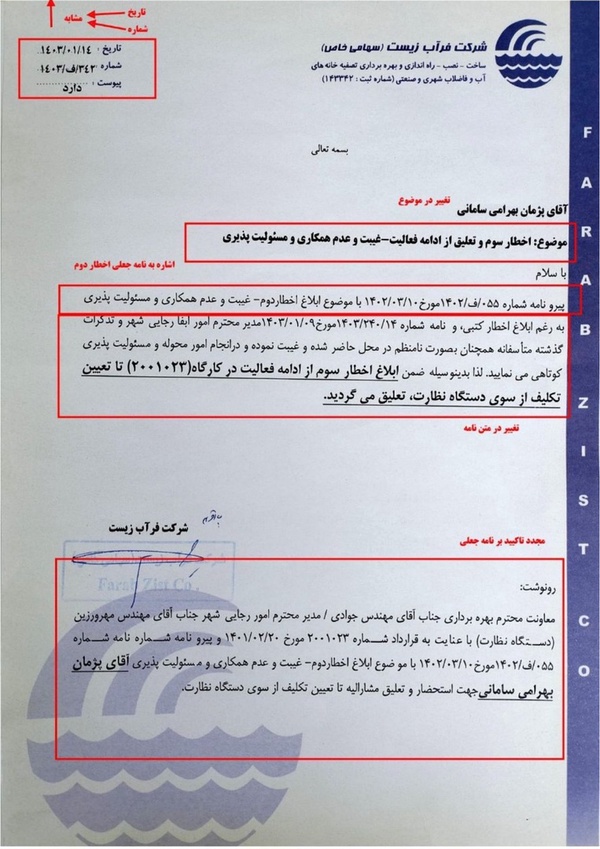 جعل شده نامه قبل