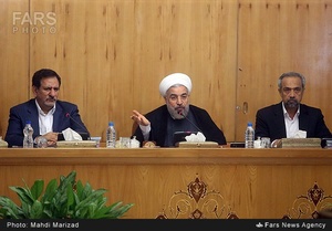 محمد نهاوندیان رئیس دفتر رئیس جمهور، حجت الاسلام حسن روحانی رئیس جمهور و اسحاق جهانگیری