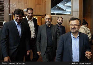 محمدرضا داورزنی رئیس فدراسیون والیبال و محمود گودرزی وزیر ورزش و جوانان