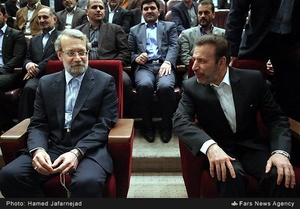 محمود واعظی وزیر ارتباطات و فناوری اطلاعات و علی لاریجانی رئیس مجلس شورای اسلامی