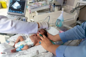 دکتر و پرستار بخش مراقبت های ویژه نوزادان ( NICU 4 ) از سر یا مغز قل چهارم (  قل D  )  سونوگرافی می گیرند./ بیمارستان حضرت زینب(س) شیراز