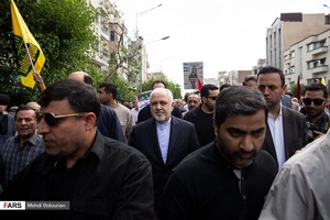 محمدجواد ظریف وزیر امور خارجه در راهپیمایی روز جهانی قدس ۹۸ 