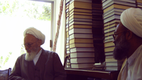 تصویر تشرف خانوادگی حضرت آیت الله هادی عباسی خراسانی خدمت استاد‌شان علامه حسن زاده آملی قدس سره