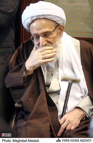آیت الله مهدوی کنی رئیس مجلس خبرگان رهبری در مراسم تشییع پیکر آیت‌الله عباسعلی عمید زنجانی
