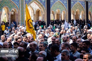 مراسم تشییع پیکر مطهر شهید مدافع حرم سعید آبیار در حرم حضرت عبدالعظیم
