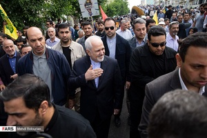 محمدجواد ظریف وزیر امور خارجه در راهپیمایی روز جهانی قدس ۹۸ 