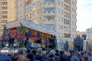 مراسم تشییع پیکر شهدای مدافع حرم سردار صادق امیدزاده، حسین محمدی و محمدامین صمدی در شهرک شهید محلاتی تهران