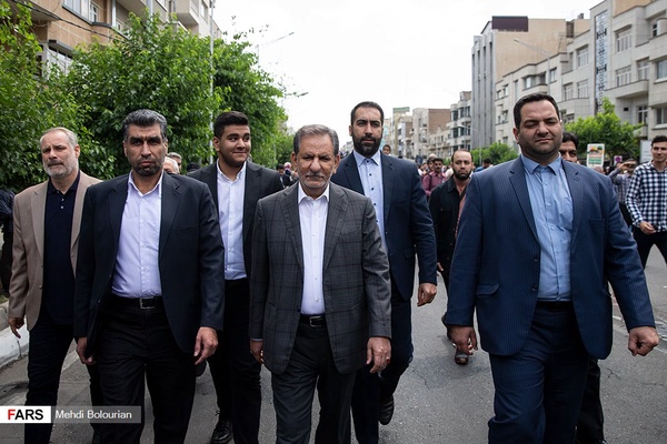 اسحاق جهانگیری معاون اول رئیس جمهور در راهپیمایی روز جهانی قدس ۹۸ 