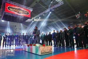 تششیع شهید گمنام در مسابقات کشتی آزاد کشور در ساری