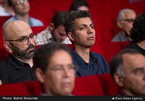 عادل فردوسی پور و حبیب رضایی  در مراسم ترحیم عباس کیارستمی