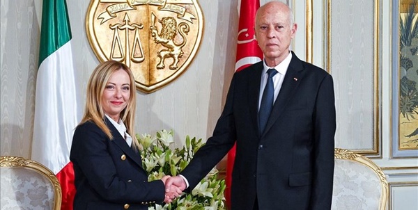  «جورجیا ملونی» نخست‌وزیر ایتالیا با «قیس سعید» رئیس‌جمهور تونس 