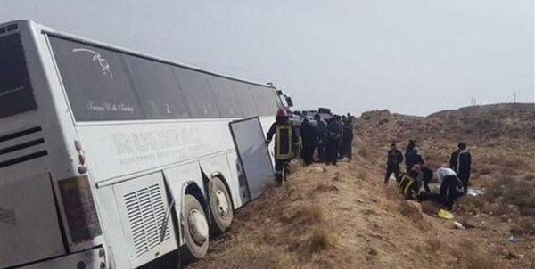 واژگونی اتوبوس تصادف اتوبوس