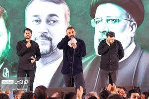 مرثیه سرایی عبدالرضا هلالی،امین قدیم و علی اکبر حائری در مراسم‌شام غریبان شهدای خدمت